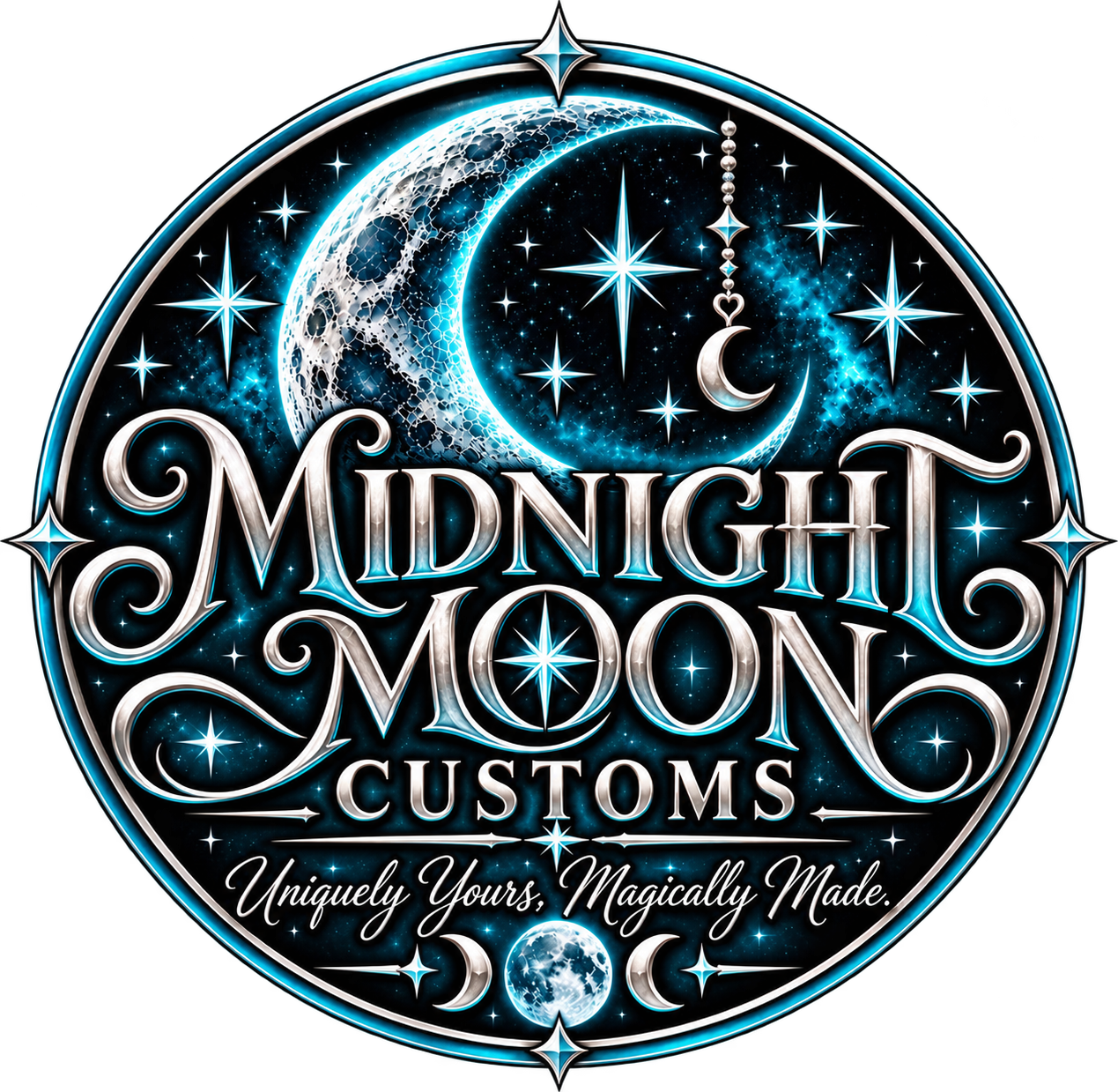 Midnight Moon Customs celestial cover logo